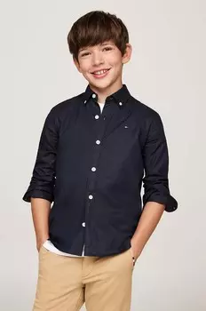 Хлопковая рубашка для детей Tommy Hilfiger, темно-синий