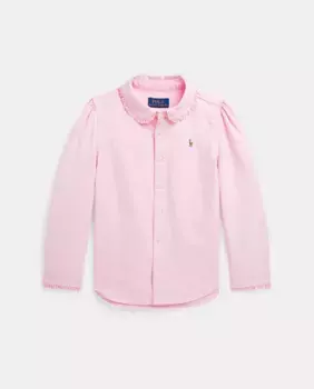 Хлопковая рубашка для девочки Polo Ralph Lauren, розовый