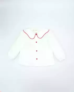 Хлопковая рубашка для девочки с контрастными деталями Fina Ejerique, белый