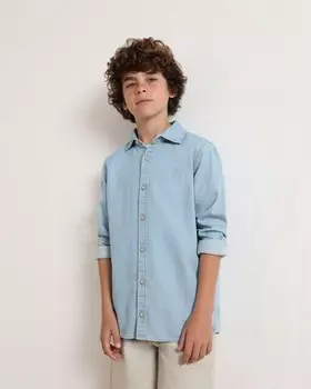 Хлопковая рубашка для мальчика с длинными рукавами Scalpers, светло-синий