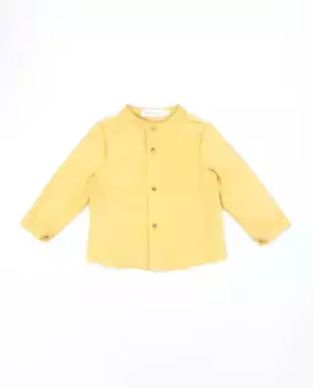 Хлопковая рубашка для мальчика с воротником-стойкой Fina Ejerique, цвет Mostaza