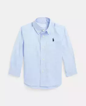 Хлопковая рубашка для мальчика с вышитой лошадью Polo Ralph Lauren, светло-голубой