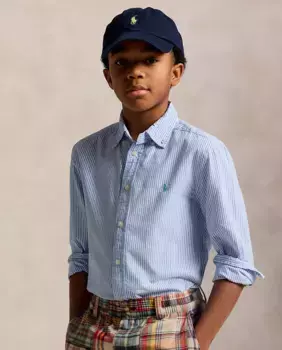 Хлопковая рубашка для мальчиков с длинными рукавами Polo Ralph Lauren, синий