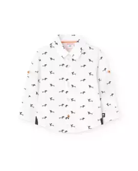 Хлопковая рубашка для мальчиков с фантазийным принтом Boboli, белый