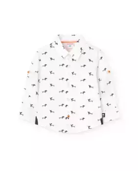 Хлопковая рубашка для малыша с фантазийным принтом Boboli, белый