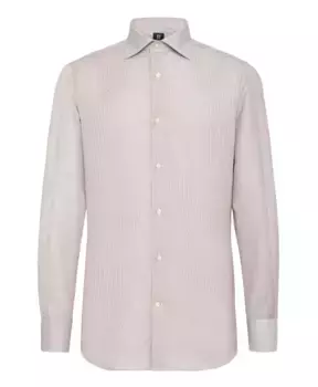 Хлопковая рубашка добби стандартного кроя Ultimate без глажки Boggi Milano, коричневый