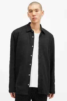 Хлопковая рубашка FOSTER Allsaints, черный