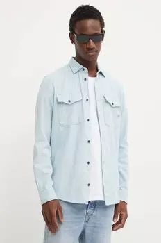 Хлопковая рубашка G-Star Raw, синий