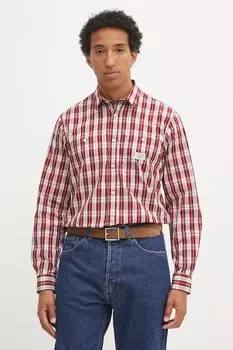 Хлопковая рубашка Guess Jeans, бордовый