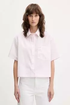 Хлопковая рубашка Guess Jeans, розовый