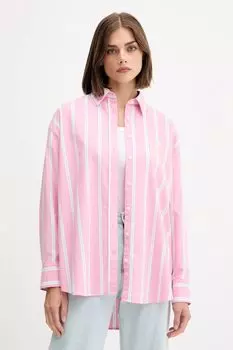 Хлопковая рубашка Guess Jeans, розовый