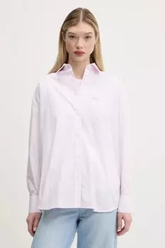 Хлопковая рубашка Guess Jeans, розовый