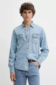 Хлопковая рубашка Guess Jeans, синий