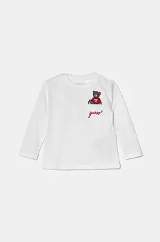 Хлопковая рубашка Guess с длинными рукавами для мальчиков и девочек, белый