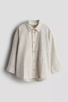 Хлопковая рубашка H&M, бежевый