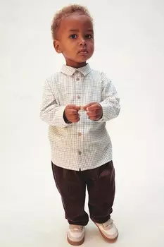 Хлопковая рубашка H&M, бежевый