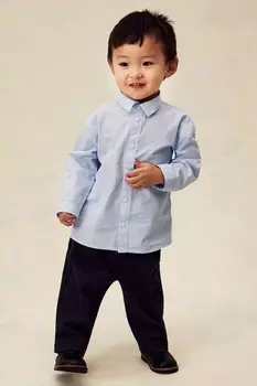 Хлопковая рубашка H&M, голубой