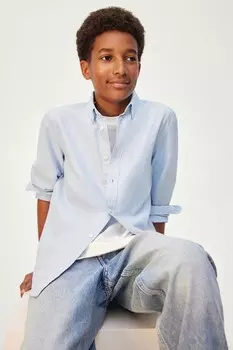 Хлопковая рубашка H&M, голубой