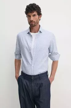 Хлопковая рубашка Hackett London, синий