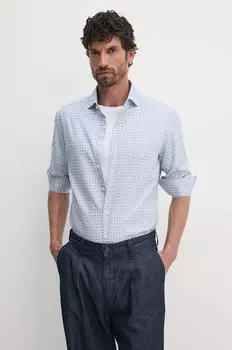 Хлопковая рубашка Hackett London, синий