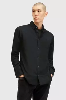 Хлопковая рубашка HAWTHORNE LS SHIRT Allsaints, черный