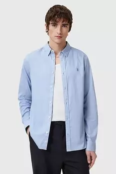 Хлопковая рубашка HAWTHORNE LS SHIRT Allsaints, синий