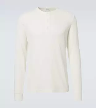 Хлопковая рубашка Henley Sunspel, экрю