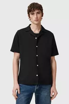 Хлопковая рубашка HUDSON Allsaints, черный