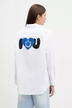 Хлопковая рубашка Hugo Blue, белый