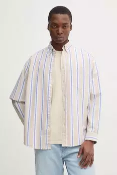 Хлопковая рубашка Hugo Blue, бежевый