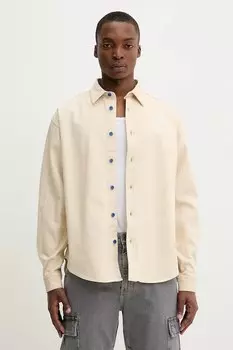 Хлопковая рубашка Hugo Blue, бежевый