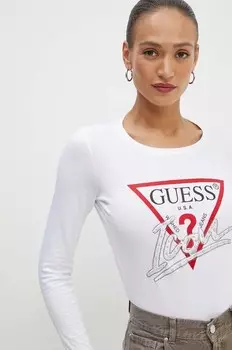 Хлопковая рубашка ICON с длинными рукавами Guess, белый