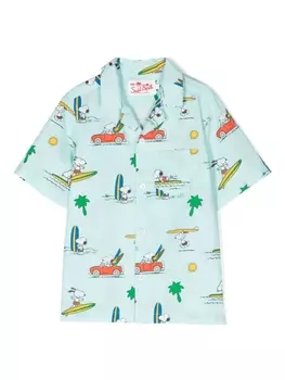 Хлопковая рубашка Kalea JR из X Peanuts MC2 Saint Barth Kids, синий