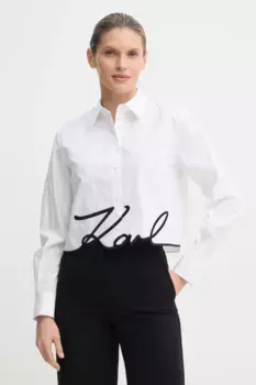 Хлопковая рубашка Karl Lagerfeld, белый