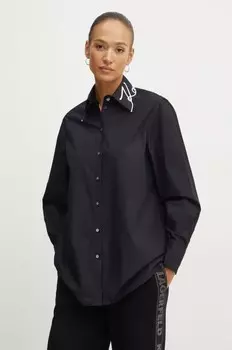 Хлопковая рубашка Karl Lagerfeld, черный