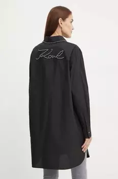 Хлопковая рубашка Karl Lagerfeld, черный