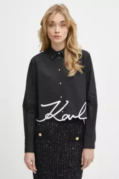 Хлопковая рубашка Karl Lagerfeld, черный
