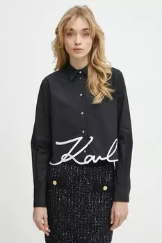 Хлопковая рубашка Karl Lagerfeld, черный