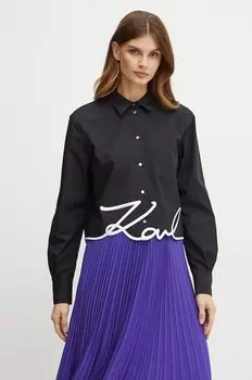 Хлопковая рубашка Karl Lagerfeld, черный