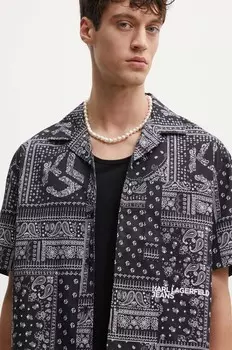 Хлопковая рубашка Karl Lagerfeld Jeans, черный