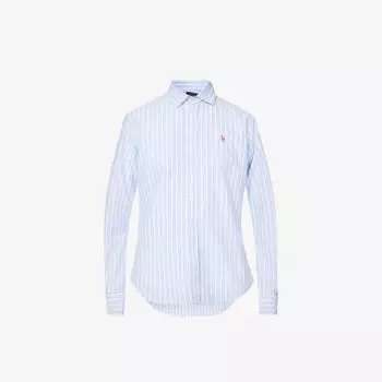 Хлопковая рубашка классического кроя с фирменной вышивкой Polo Ralph Lauren, белый