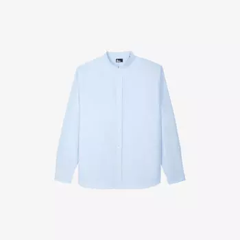 Хлопковая рубашка классического кроя с офицерским воротником The Kooples, синий