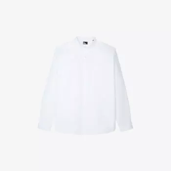 Хлопковая рубашка классического кроя с офицерским воротником The Kooples, белый