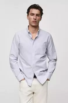 Хлопковая рубашка Kodak с длинными рукавами Mango, ледяной синий