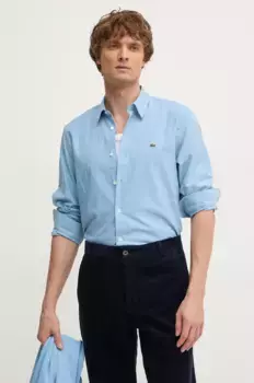 Хлопковая рубашка Lacoste, синий