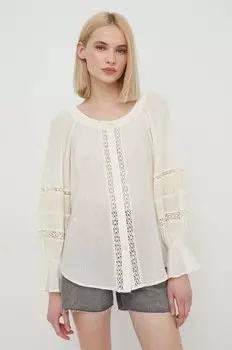 Хлопковая рубашка Lauren Ralph Lauren, бежевый