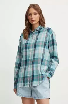 Хлопковая рубашка Lauren Ralph Lauren, бирюзовый