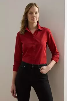 Хлопковая рубашка Lauren Ralph Lauren, красный