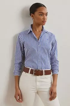 Хлопковая рубашка Lauren Ralph Lauren, синий