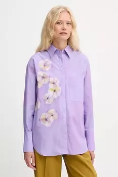 Хлопковая рубашка Max&Co., фиолетовый